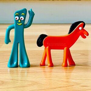 VINTAGE 1989 Gumby & Pokey Bendable Rubber Action Figures PLAYSKOOL